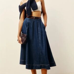 Reformation Delilah Denim Midi Skirt